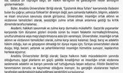 Anadolu Üniversiteler Birliği’nden Gazze ve Filistin açıklaması