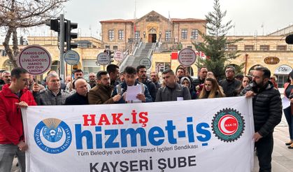 Hak-İş Ürgüp Belediyesi önünde eylem yaptı