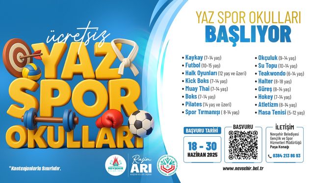 Nevşehir Belediyesi Yaz Spor Okulları açılıyor