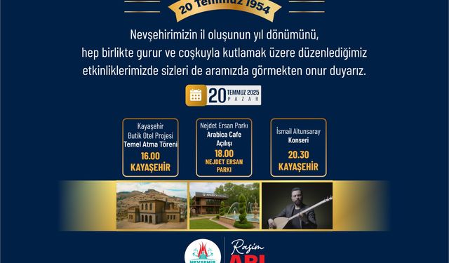 Nevşehir’in 71. yıldönümü etkinliklerle kutlanacak
