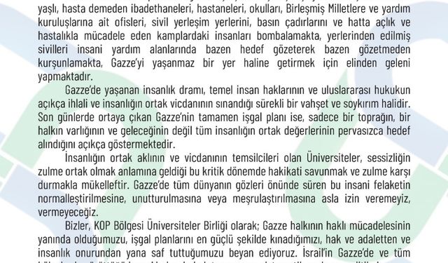 UNİKOP’tan Gazze işgal kararına tepki