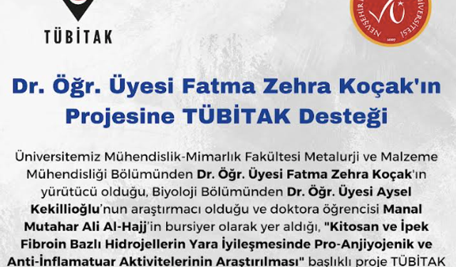 Koçak’ın projesine TÜBİTAK desteği