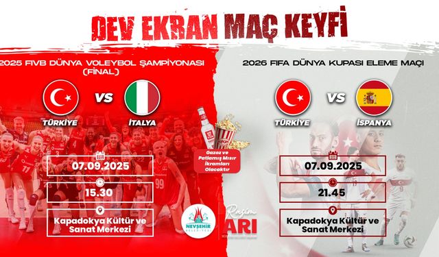 Voleybol ve futbol maçları dev ekranda
