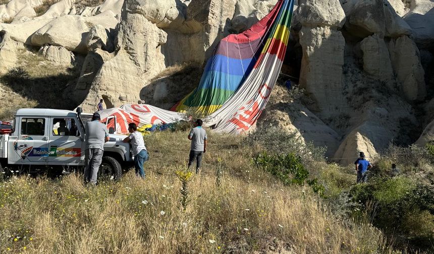 Kapadokya’da balon ters rüzgara kapıldı (video haber)