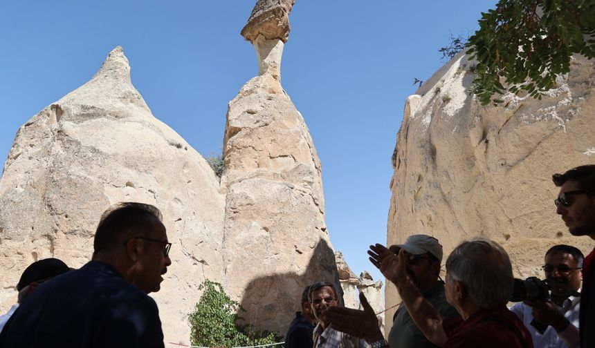 Yıkılma tehlikesi bulunan peribacaları yerinde incelendi