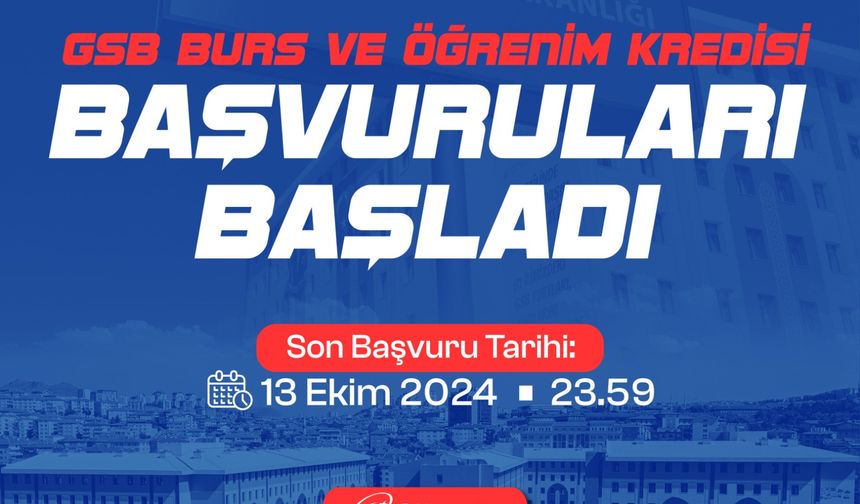 Gençlik ve Spor Bakanlığı burs/kredi başvuruları başladı