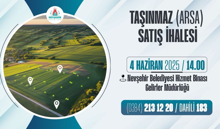 Nevşehir Belediyesinden taşınmaz satış ihalesi