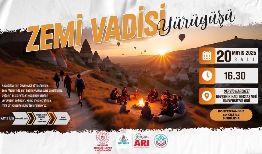 Nevşehir Zemi Vadisi’nde yürüyüş düzenlenecek