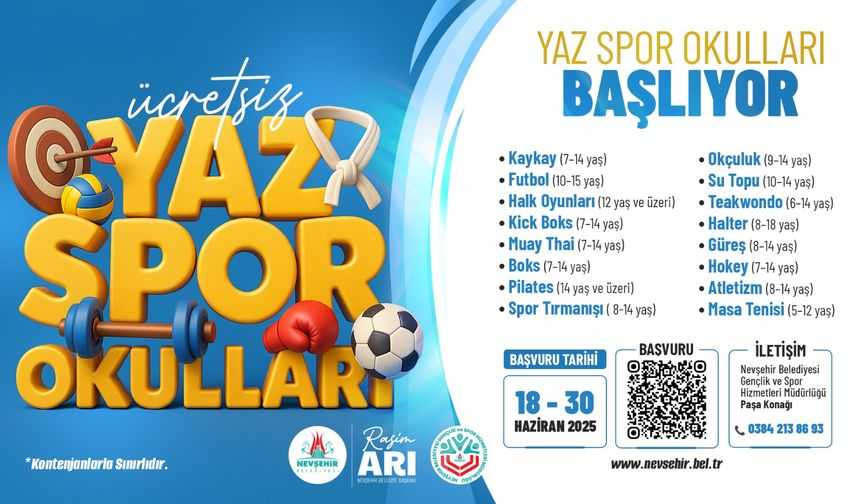 Nevşehir Belediyesi Yaz Spor Okulları açılıyor