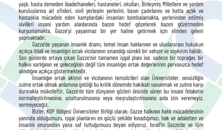 UNİKOP’tan Gazze işgal kararına tepki