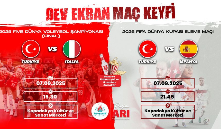 Voleybol ve futbol maçları dev ekranda