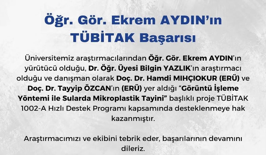 NEVÜ’lü Aydın’ın projesine TÜBİTAK desteği