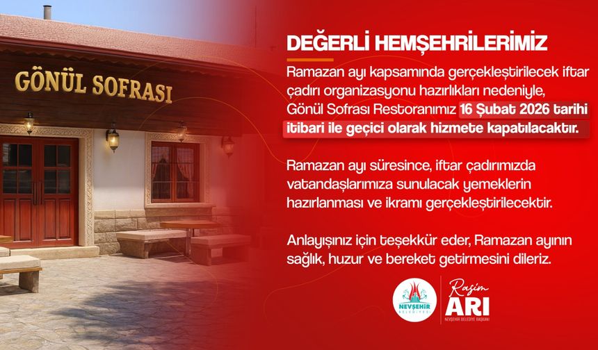 Gönül Sofrası Restoran İftar Çadırında Hizmet Verecek