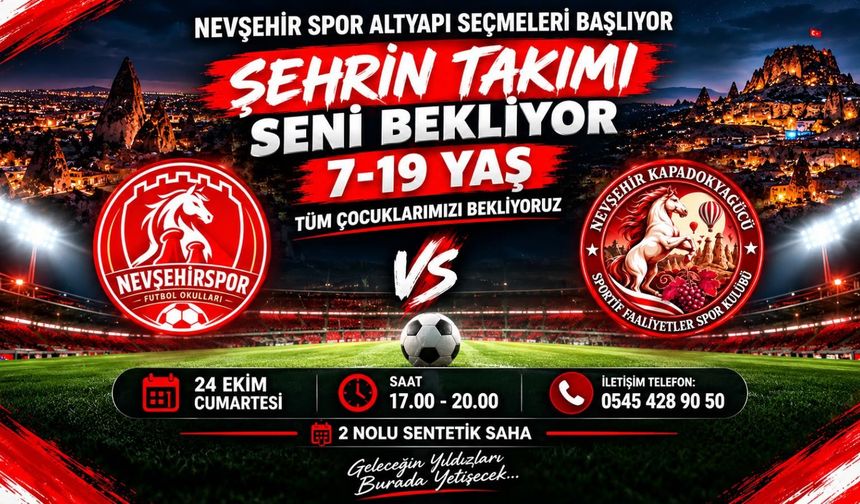 Nevşehirspor altyapı seçmeleri Cumartesi günü yapılacak