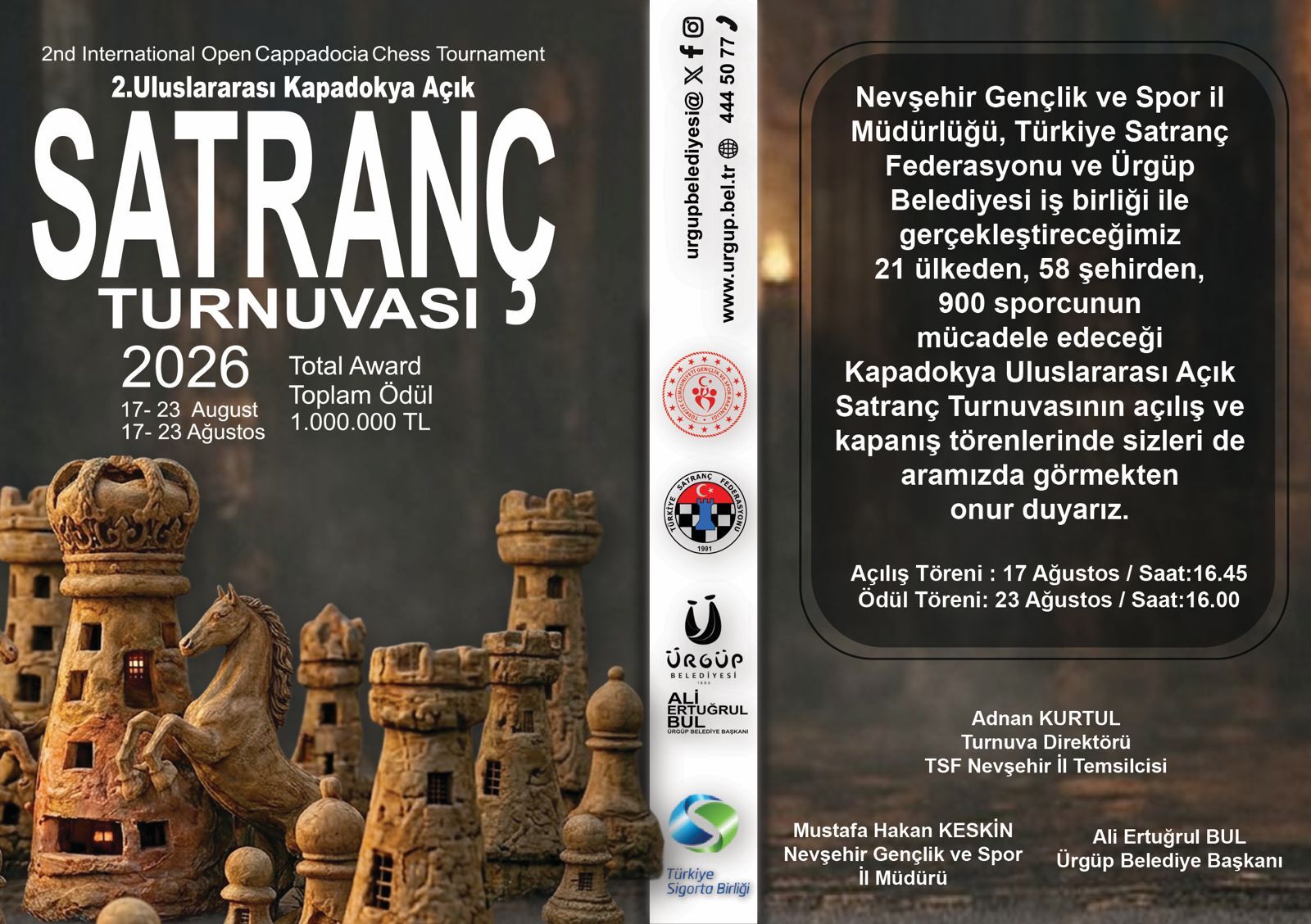 2. Kapadokya Uluslararası Açık Satranç Turnuvası Başlıyor